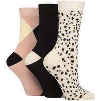 3 Pair Glenmuir Patterned Bamboo Socks Leopard Argyle 4 8