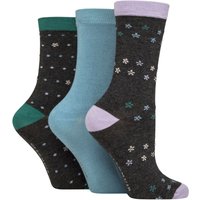 3 Pair Patterned Bamboo Socks Flower Trail 4 8