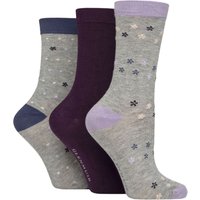 3 Pair Patterned Bamboo Socks Flower Trail 4 8