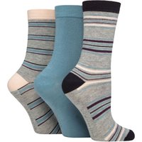 3 Pair Patterned Bamboo Socks Stripes Light Grey 4 8
