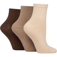 3 Pair Bamboo Cropped Socks Ribbed Beige 4 8