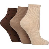 3 Pair Bamboo Cropped Socks Textured Beige 4 8