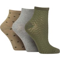 3 Pair Glenmuir Bamboo Cropped Socks Textured Khaki Beige 4 8