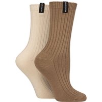 2 Pair Light Cushioned Bamboo Boot Socks Beige 4 8