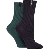 2 Pair Light Cushioned Bamboo Boot Socks Green 4 8