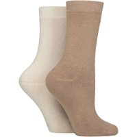 2 Pair Bamboo Cushioned Boot Socks Beige 4 8