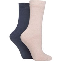 2 Pair Bamboo Cushioned Boot Socks Pink 4 8