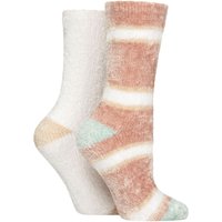 2 Pair Glenmuir Chenille Cosy Lounge Socks Stripe 4 8