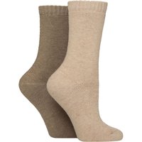 2 Pair Fully Cushioned Thermal Boot Socks Beige 4 8