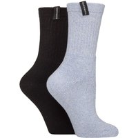 2 Pair Classic Cushioned Cotton Boot Socks Blue 4 8