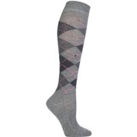 1 Pair Whitby Extra Soft Argyle Knee High Socks 3.5 7