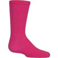 1 Pair Dark Pink Plain Bamboo Socks with Comfort Cuff and Smooth Toe Seams Kids Unisex 9-12 Kids (4-7 Years) - SOCKSHOP