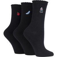 3 Pair Disney Princesses Embroidered Detail Cotton Socks 4 8 &