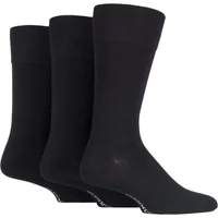 3 Pair Black Plain Comfort Cuff Socks Men's 7-11 Mens - Glenmuir