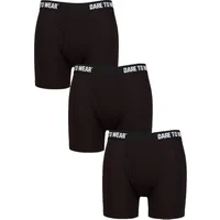 Mens 3 Pack SOCKSHOP Dare to Wear Plain and Striped Bamboo Trunks Plain Black M