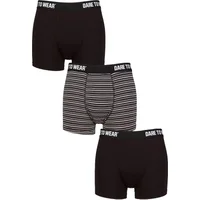Mens 3 Pack SOCKSHOP Dare to Wear Plain and Striped Bamboo Trunks Stripe Black / Charcoal L
