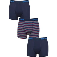 Mens 3 Pack SOCKSHOP Dare to Wear Plain and Striped Bamboo Trunks Stripe Dark Navy L