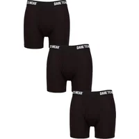 Mens 3 Pack SOCKSHOP Dare to Wear Plain and Striped Bamboo Keyhole Boxers Plain Black S