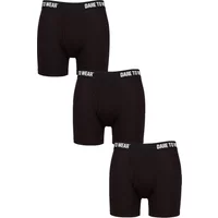 Mens 3 Pack SOCKSHOP Dare to Wear Plain and Striped Bamboo Keyhole Boxers Plain Black M