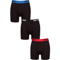 3 Pack SOCKSHOP Plain Striped Bamboo Keyhole Boxers Plain Red Blue S