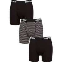 Mens 3 Pack SOCKSHOP Dare to Wear Plain and Striped Bamboo Keyhole Boxers Stripe Black / Charcoal M