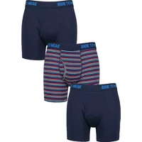 Mens 3 Pack SOCKSHOP Dare to Wear Plain and Striped Bamboo Keyhole Boxers Stripe Dark Navy M