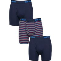 3 Pack SOCKSHOP Plain Striped Bamboo Keyhole Boxers Stripe Dark L