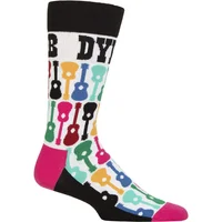 SOCKSHOP Music Collection 1 Pair Bob Dylan Cotton Socks Guitars Black One Size