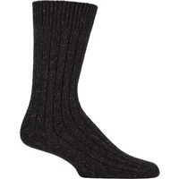 Mens 1 Pair Glenmuir Silk and Merino Wool Blend Socks Black 7-11