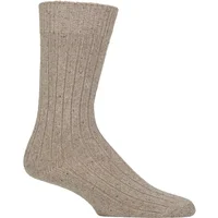 Mens 1 Pair Glenmuir Silk and Merino Wool Blend Socks Stone 7-11