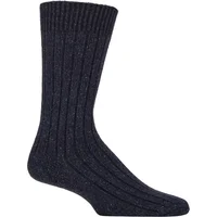 Mens 1 Pair Glenmuir Silk and Merino Wool Blend Socks Navy 7-11
