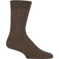 Mens 1 Pair Glenmuir Cashmere and Merino Wool Blend Socks Brown 7-11