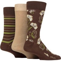 3 Pair Glenmuir Gift Tagged Patterned Bamboo Socks Floral 7 11