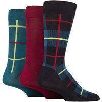 3 Pair Gift Tagged Patterned Bamboo Socks Teal Burgundy 7 11