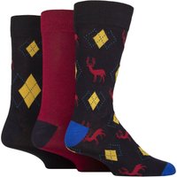 3 Pair Gift Tagged Patterned Bamboo Socks Stag 7 11