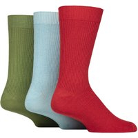 3 Pair Bamboo Leisure Socks Red Green 7 11