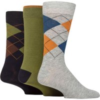 3 Pair Glenmuir Classic Bamboo Argyle Socks Grey Denim 7 11