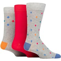 3 Pair Patterned Bamboo Socks Diamonds Light Grey 7 11