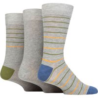 3 Pair Patterned Bamboo Socks Small Stripes Light Grey 7 11