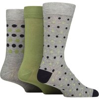 3 Pair Patterned Bamboo Socks Grey Green 7 11