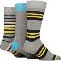 3 Pair Patterned Bamboo Socks Grey Yellow 7 11
