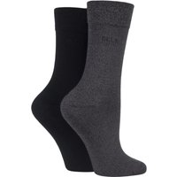 2 Pair Grey Plain Bamboo Fibre Socks 4 8