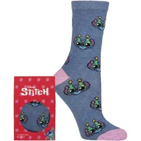 Women's 1 Pair SOCKSHOP Disney Stitch Christmas Gift Boxed Cotton Socks Multi 4-7 Women's