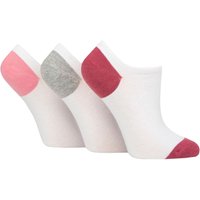 3 Pair Plain Patterned Cotton Trainer Socks Pink Grey Heel & Toe 4 8