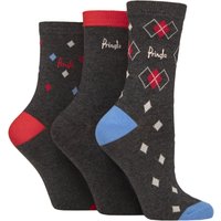 3 Pair Patterned Cotton Socks Argyle 4 8