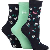 3 Pair Patterned Cotton Recycled Polyester Socks Floral 4 8