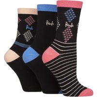 3 Pair Patterned Cotton Recycled Polyester Socks Diamond Stripe 4 8