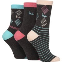 3 Pair Patterned Cotton Recycled Polyester Socks Diamond Stripe 4 8