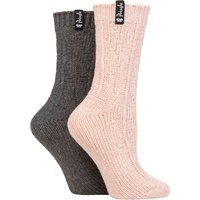 2 Pair Classic Fashion Boot Socks Cable Light Charcoal 8