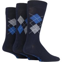 3 Pair Navy Blue Luxury Bamboo Argyle Socks 6 11